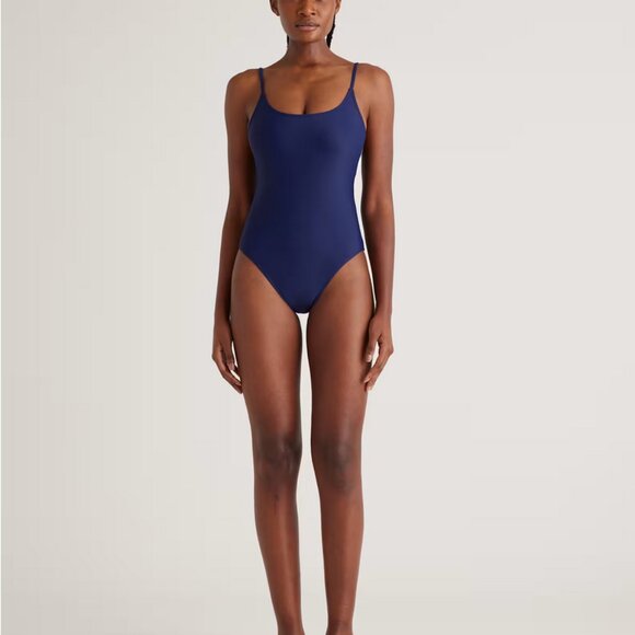 Like new! Quince Italian Cami One-Piece Swimsuit in Deep Navy Blue Size Medium - Picture 6 of 6